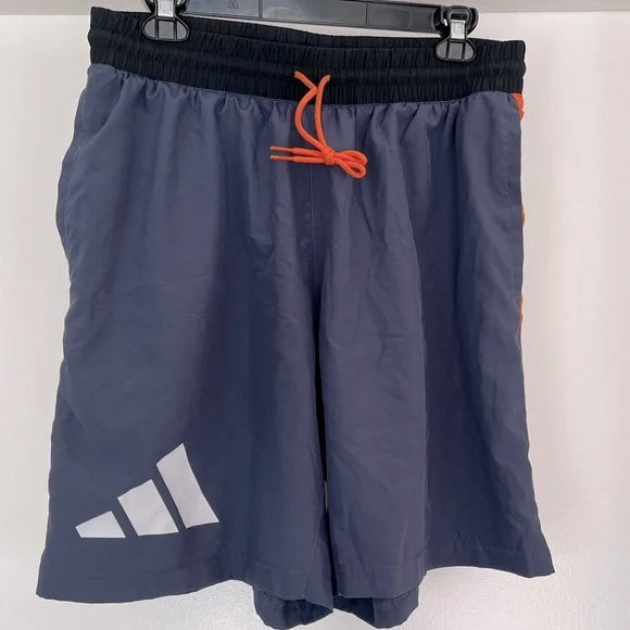 adidas Shorts Adidas Navy Blue And Orange Mens Drifit